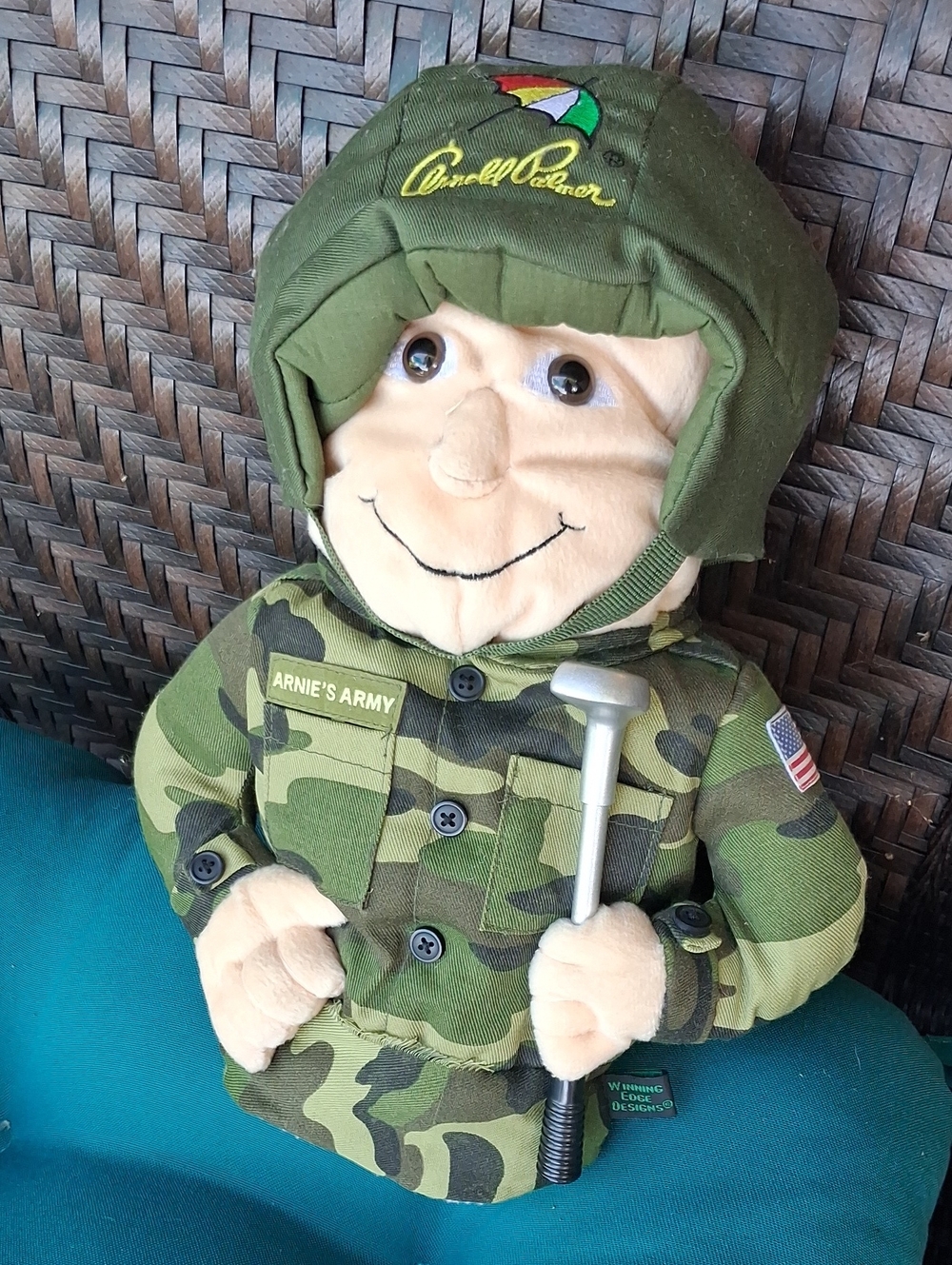 Arnie's Army Plush Soldier GOLF club COVER - Green Camouflage Soft antique.